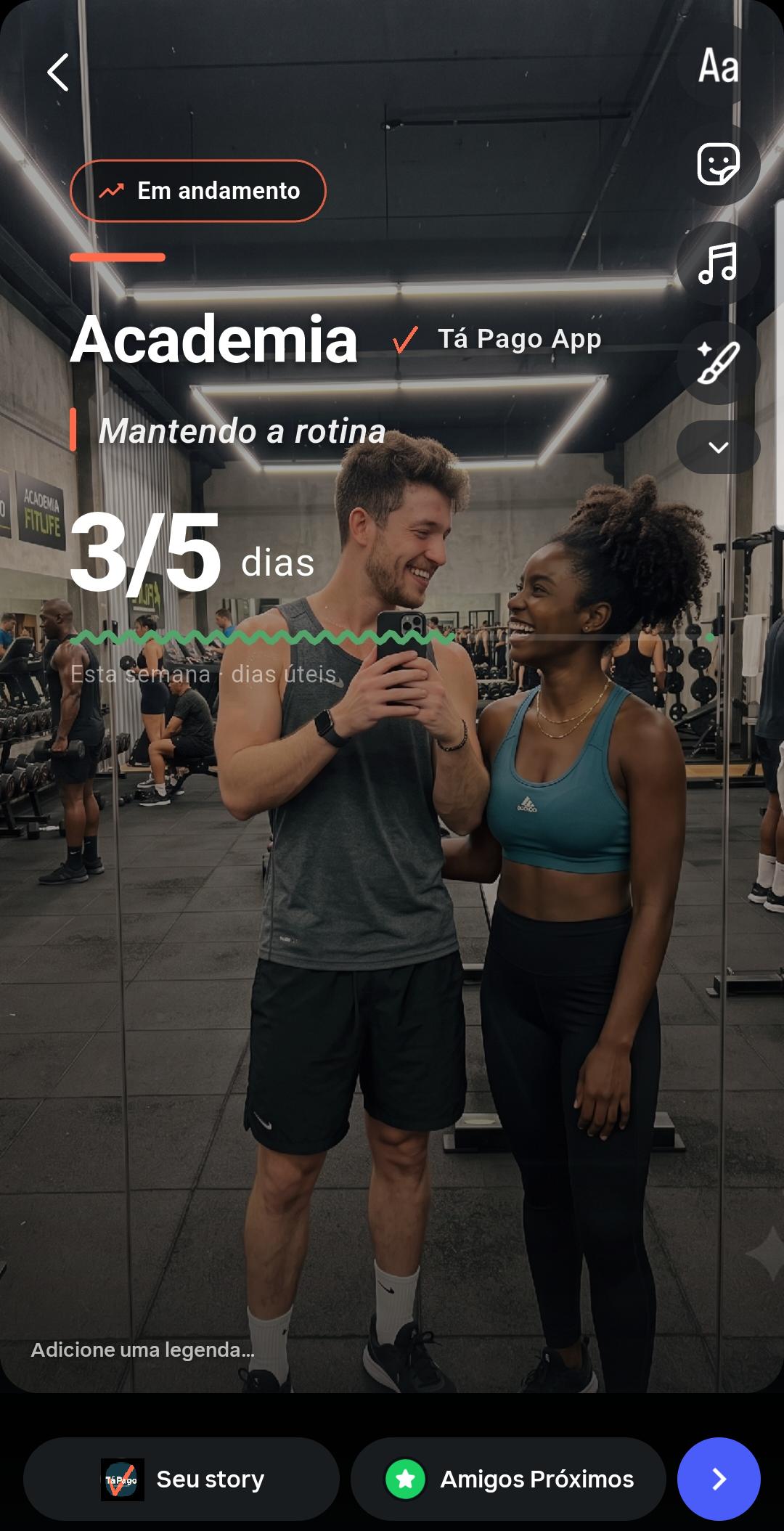 O mesmo card sobre a foto no editor de story do Instagram, pronto pra postar